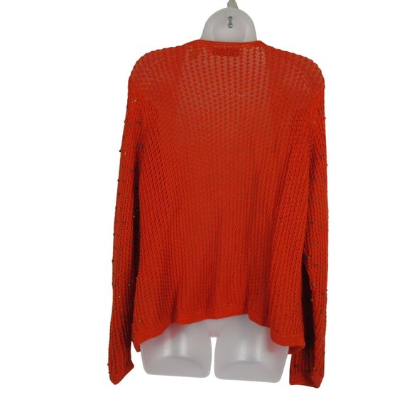 Marisa Studio Cardigan Sweater with Beading Orange Cotton Size XL Coastal Casual - Picture 5 of 7